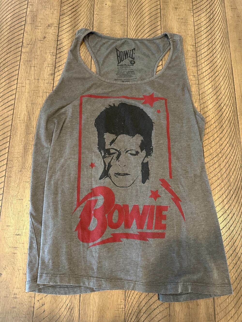 David Bowie Goodie Two Sleeves Gray Graphic Print Tank Top Women's Size 0 (XS)